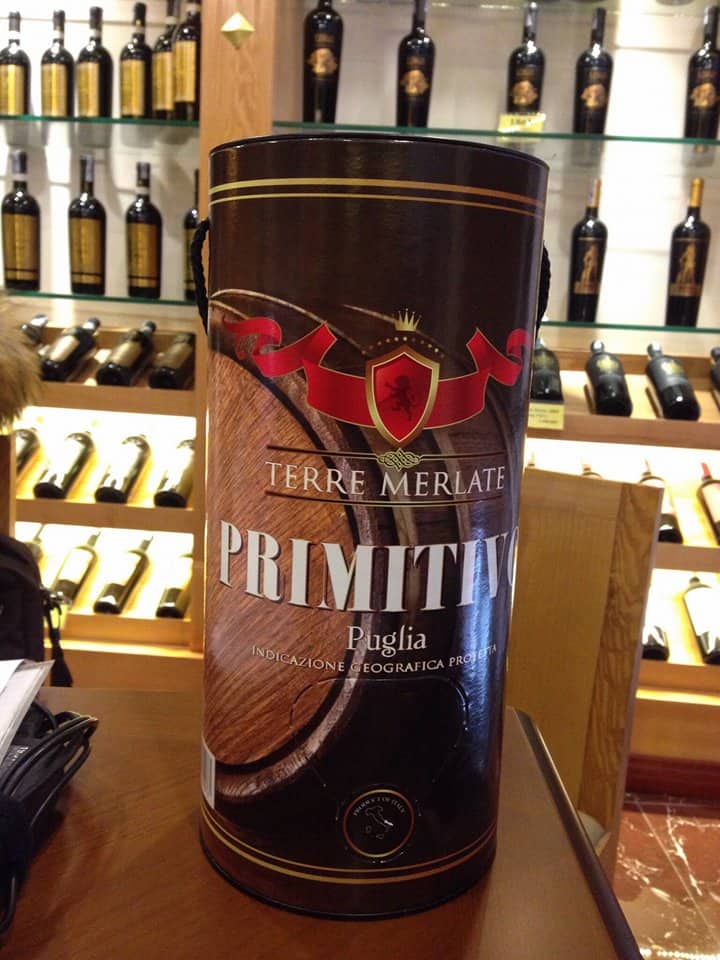 Rượu vang Ý bịch ống Terre Merlate Primitivo Puglia
