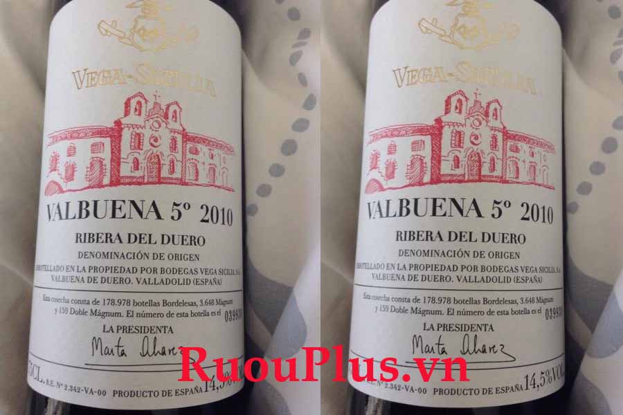 Rượu vang Tây Ban Nha Vega Sicilia Valbuena 5º 2010