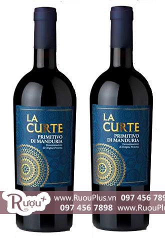 Rượu vang La Curte Nhãn xanh Primitivo Di Manduria DOP Cao cấp