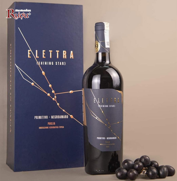 Vang Ý Elettra Primitivo Negroamaro 14,5%