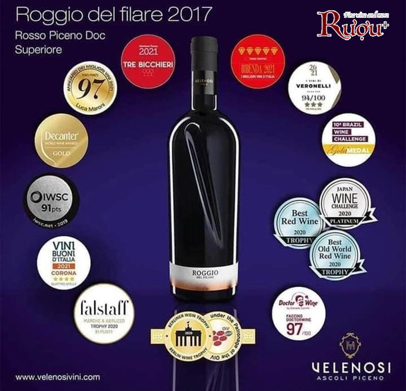 Các giải thưởng rượu vang Roggio Del Filare