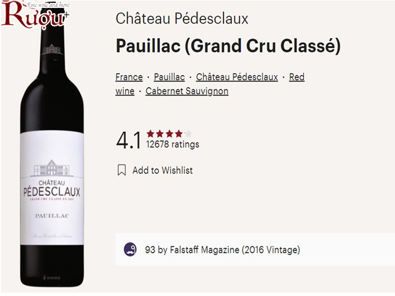 Rượu vang Chateau Pedesclaux