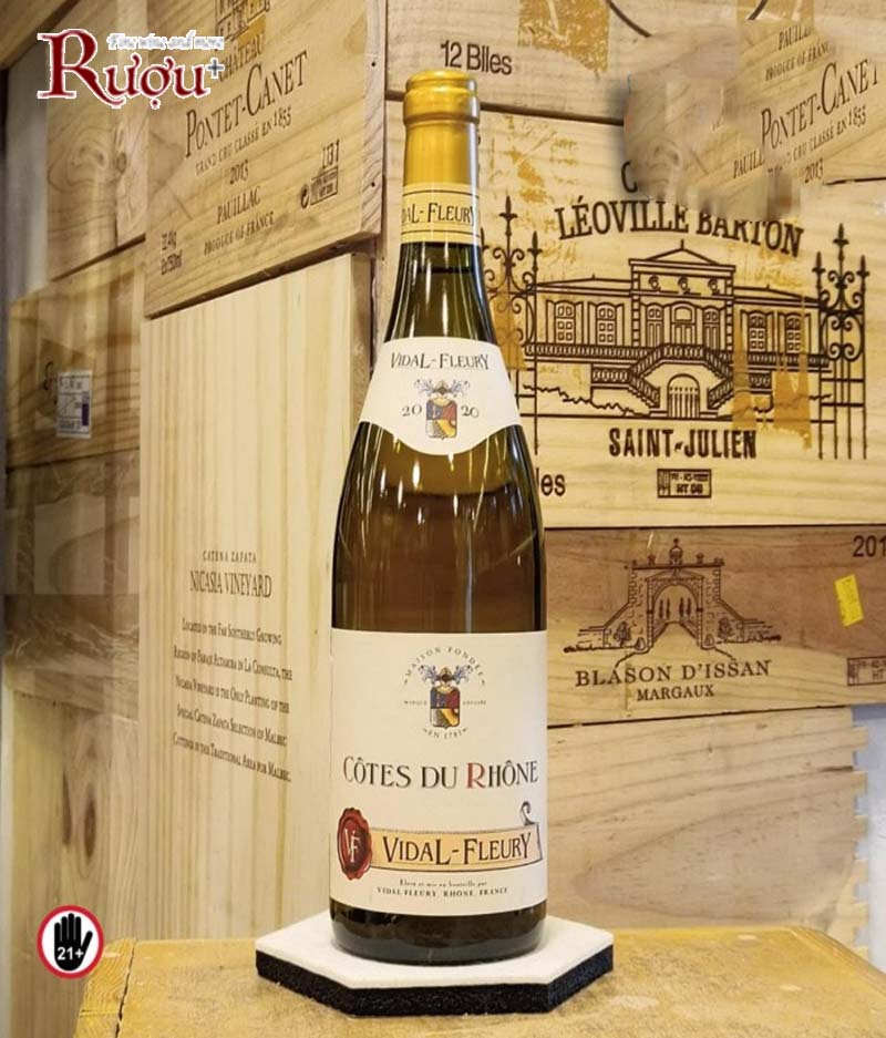 White Wine Vidal Fleury Cotes Du Rhone Blanc France